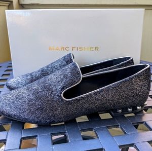 Marc Fisher Pewter Texture Metallic Loafers